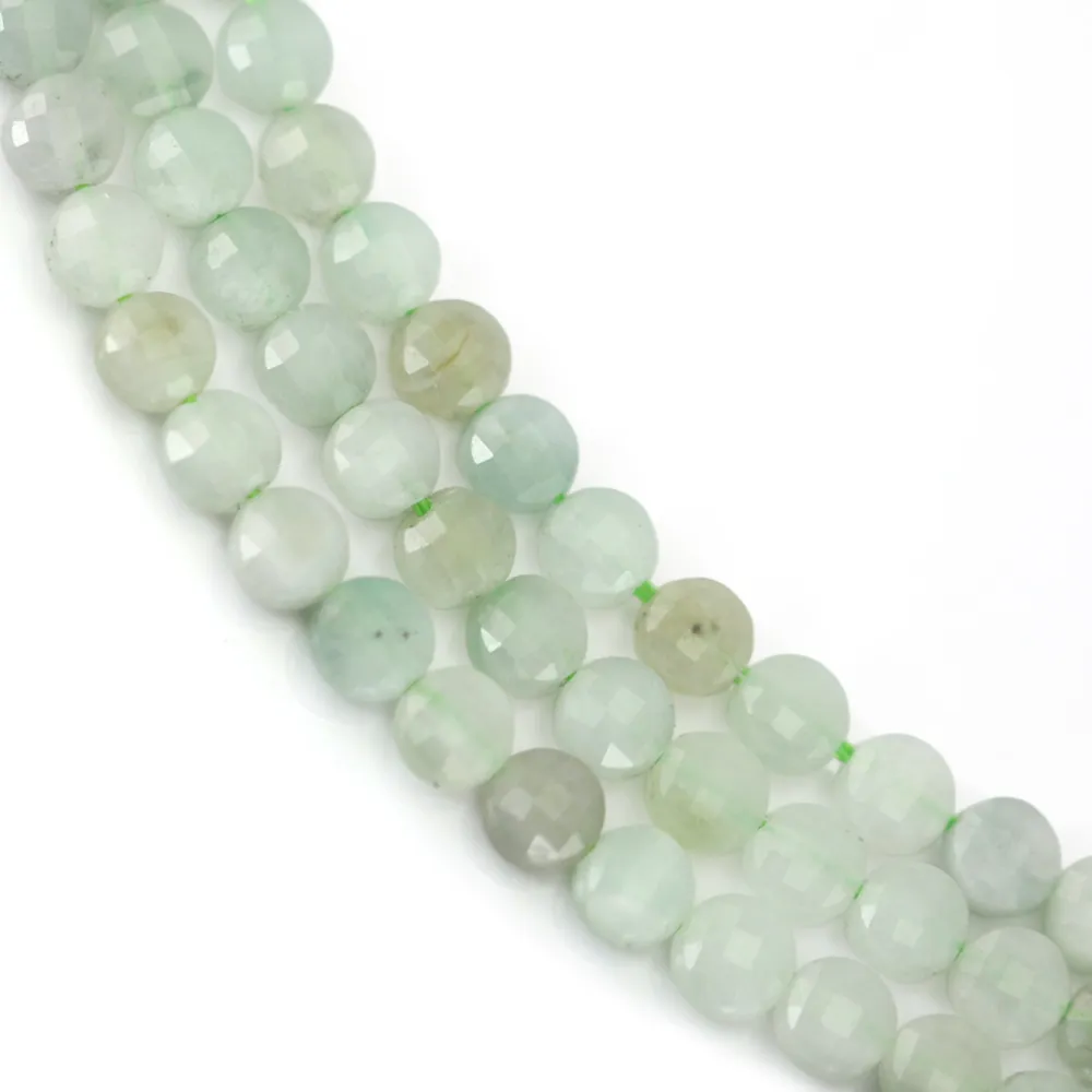 Perlen Runde Platte Facettiert Jade 4mm | Natürlicher Grüner Stein