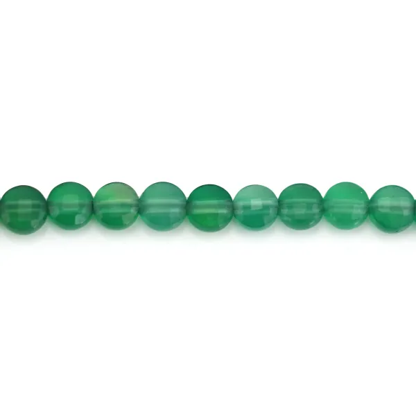 Agate verte rond plat facetté 4mm x 39cm