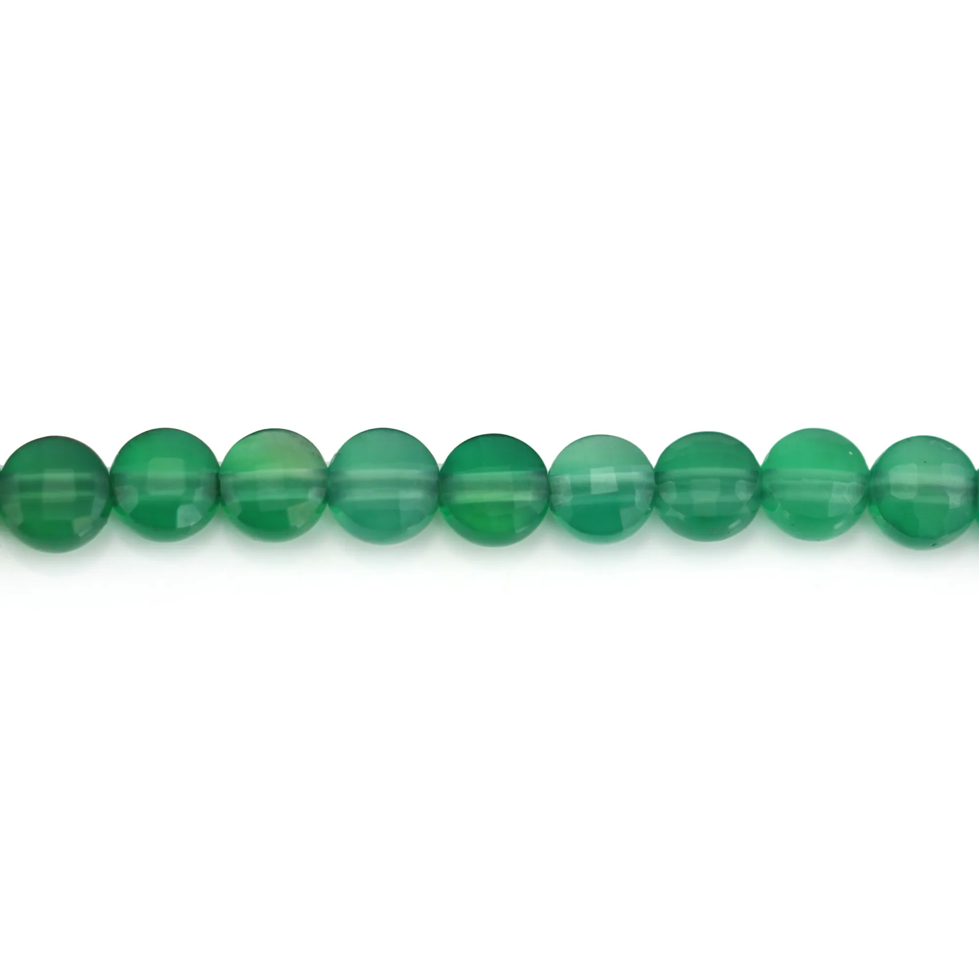 Fil De Perles D'Agate Verte 10mm - Environ 37 Pièces, 39 Cm, Neuf, Fait Main