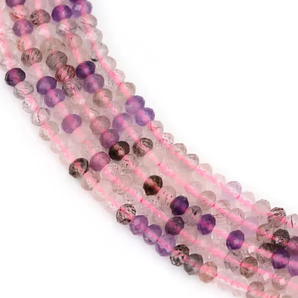 Perla Rondelle Facetada 2x3mm Super Seven | Fornecedor de Joias