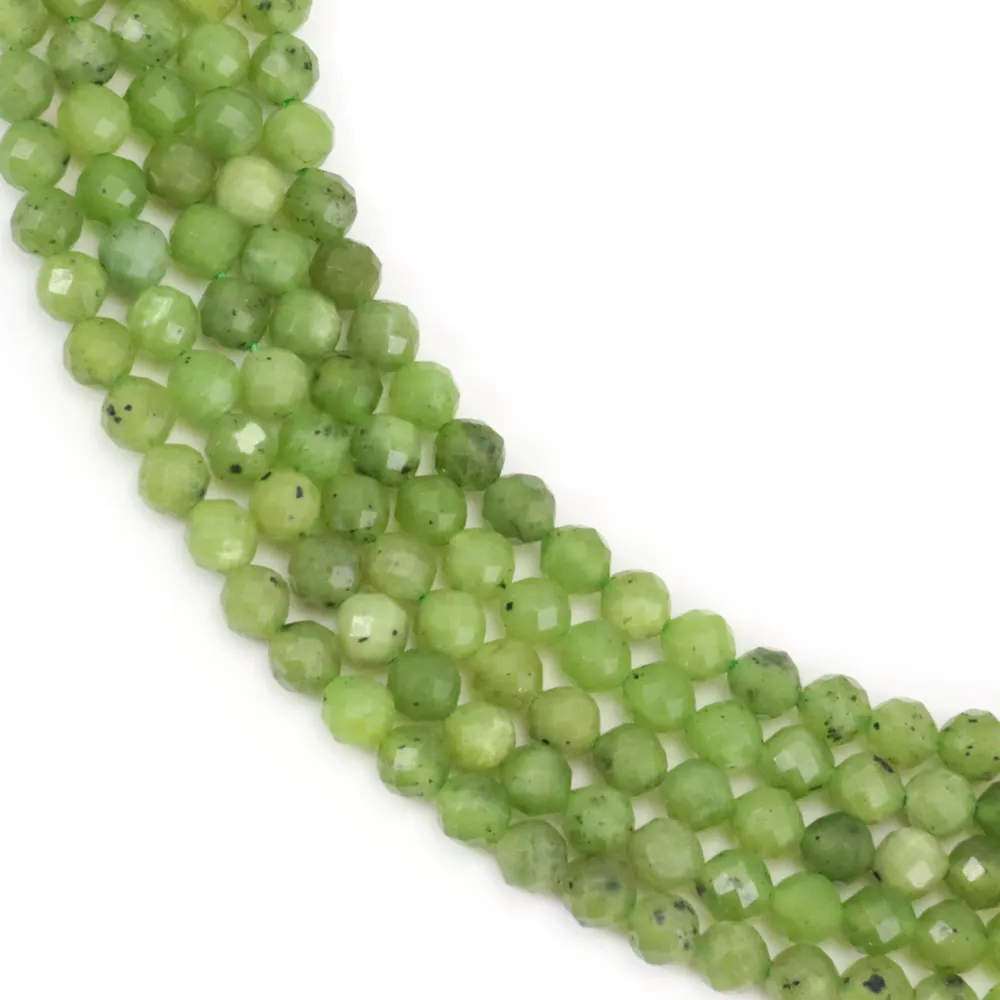Perla Redonda Facetada Jade de Canadá 2mm | Piedra Natural Verde