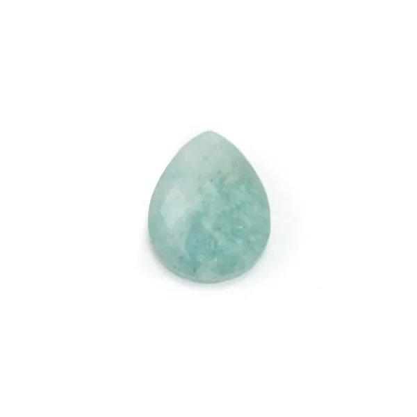 Facettierter Tropfen-Cabochon aus peruanischem Amazonit 8x10mm | Naturstein