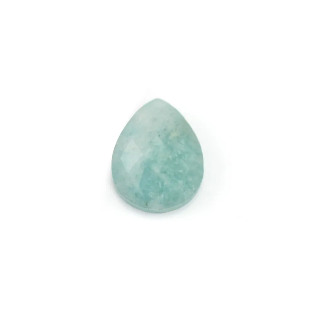 Cabochon Amazonite du Pérou ovale facetté 8x10mm x 1pc