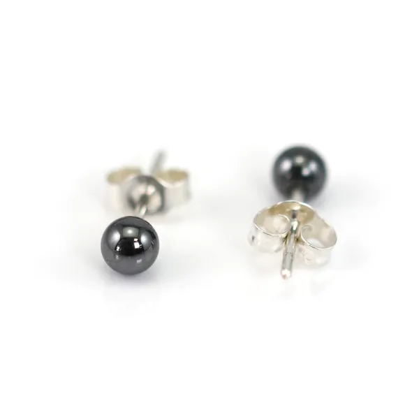 Boucles d’Oreilles 4mm Hématite | Argento 925 e Pietra Naturale