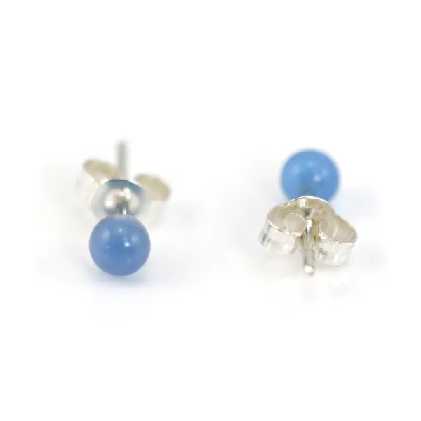 Boucles d'oreilles Agate bleue 4mm - Argent 925 x 2pcs