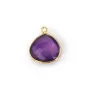 Breloque Gota Amatista Facetada 15x18mm | Engaste Plata Dorada
