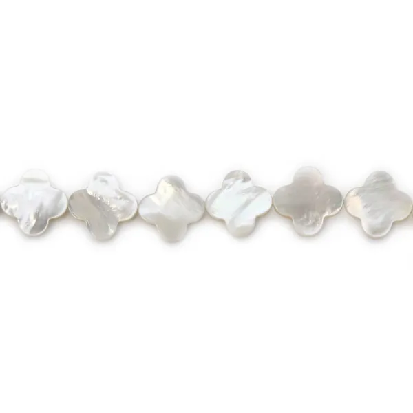 White mother-of-pearl clover 8mm x 39cm