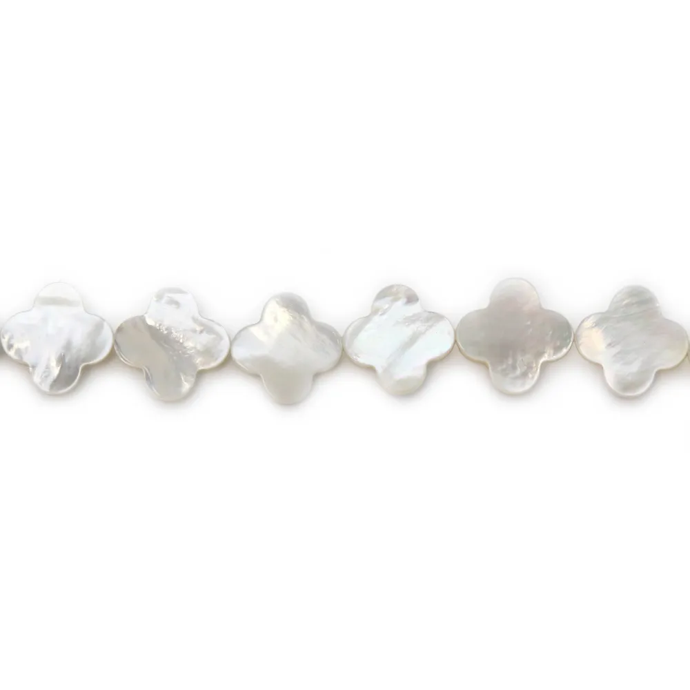 Perle Kleeblatt Weiße Perlmutt 8mm | Eleganter Naturstein