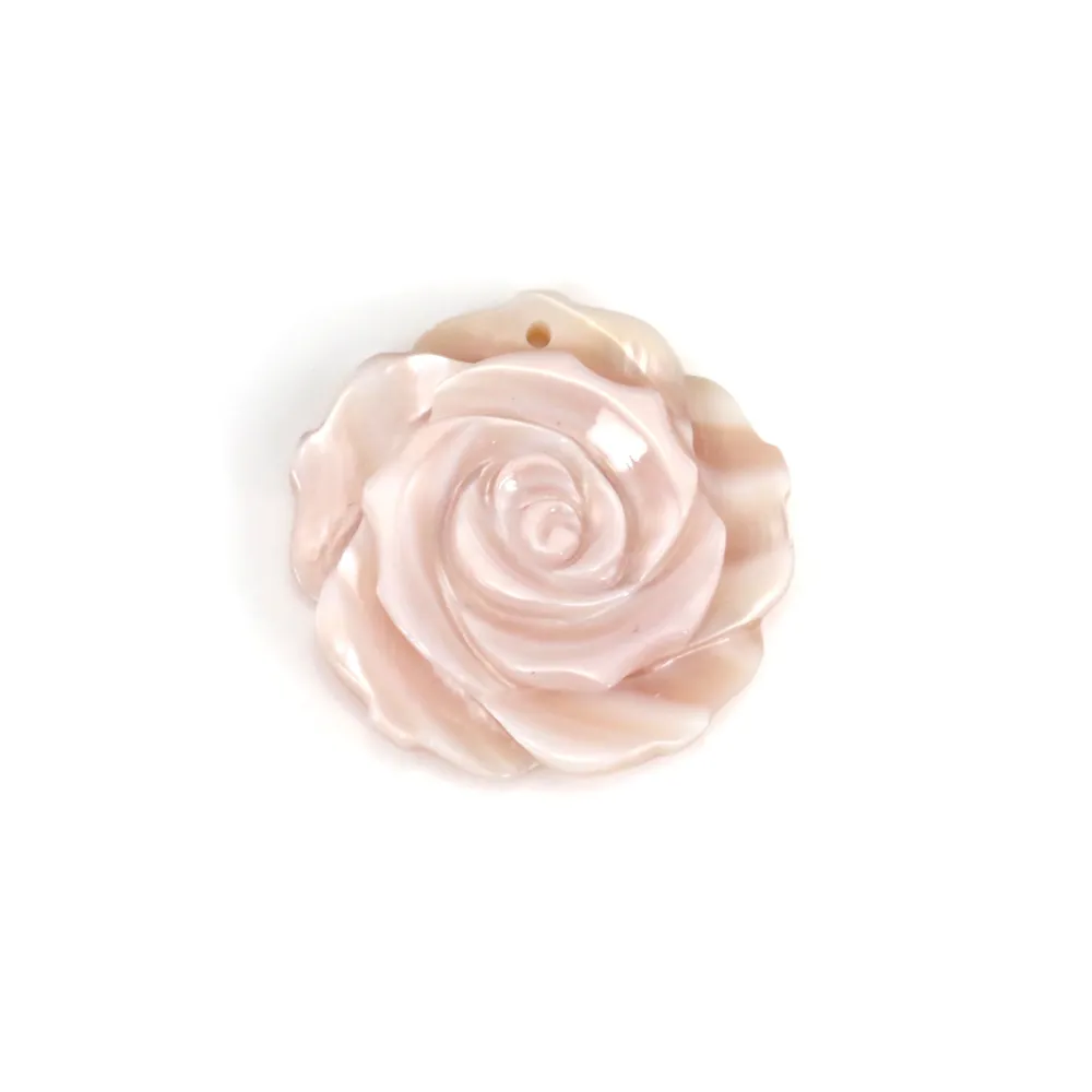 Nacre rose fleur  semi-percés 25mm x 1pc