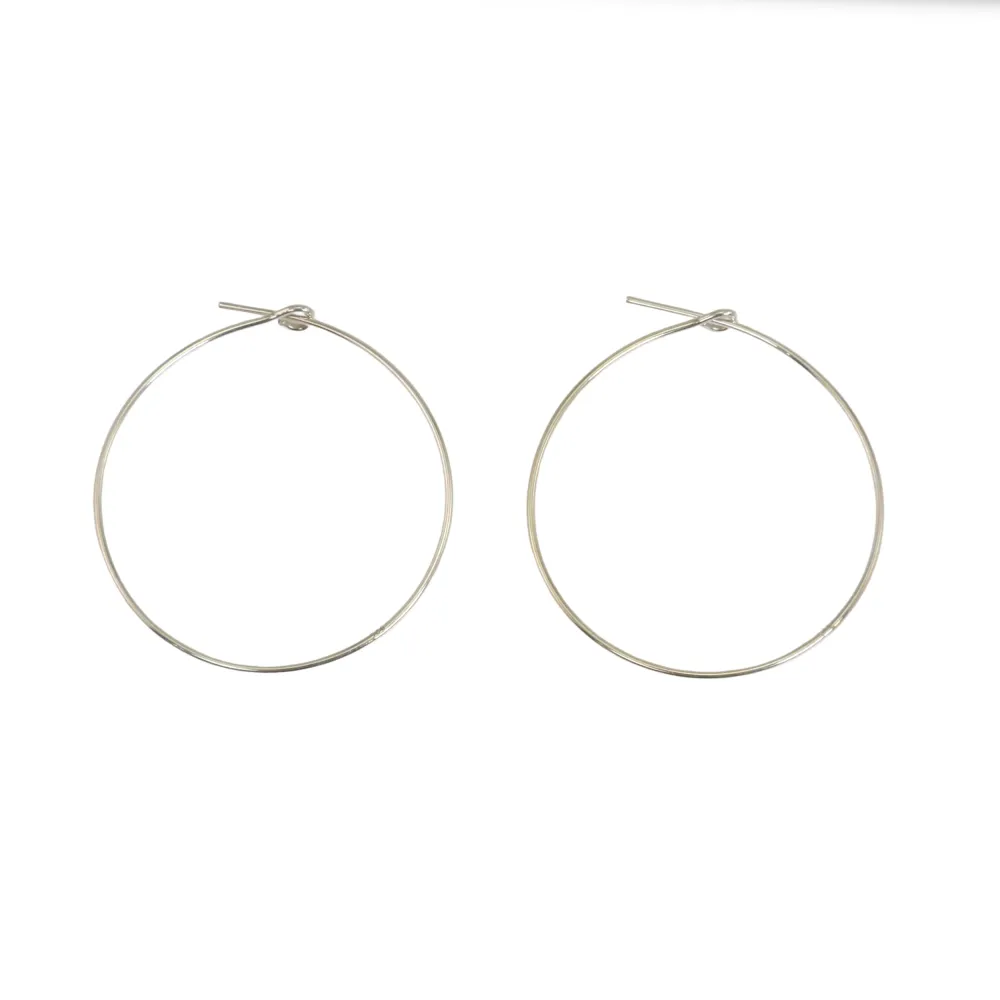 Pendientes de aro de plata de ley 925 de 30 mm de diámetro x 2 unidades