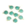 Breloque Amazonite goutte facetté serti argent 925 doré à l'or fin 15x18mm x 1pc