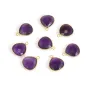 Ciondolo Goccia Ametista Sfaccettata 15x18mm | Incassatura Argento Dorato