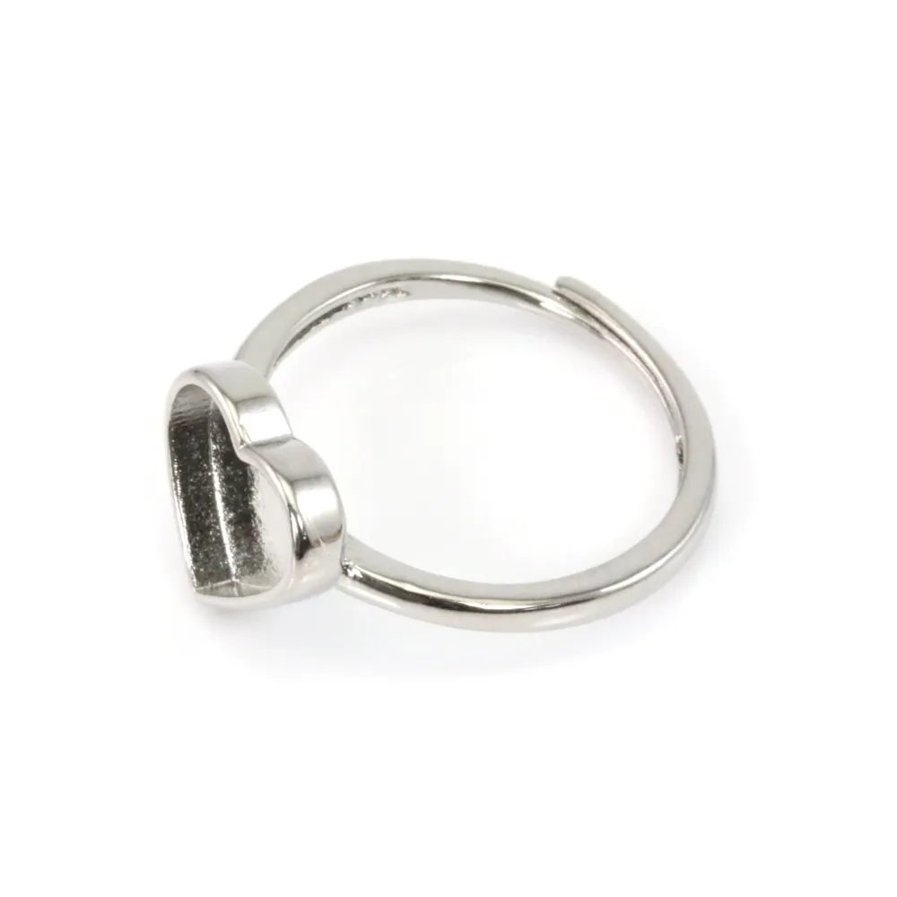 Bague Vintage Imposante En Forme De Coeur Couleur Argent Poli Brillant - Taille 51 - État Impeccable