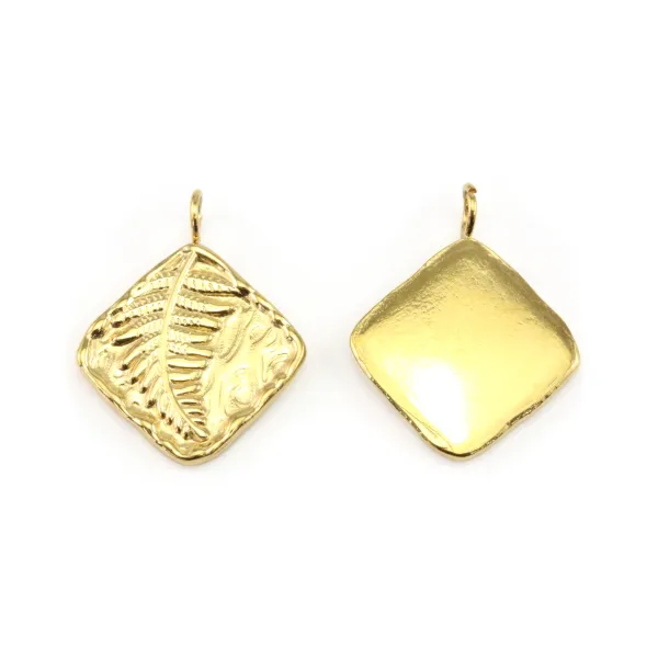 Pendente Folha Dourado | Losango Aço Inoxidável 304 | Bijuterias