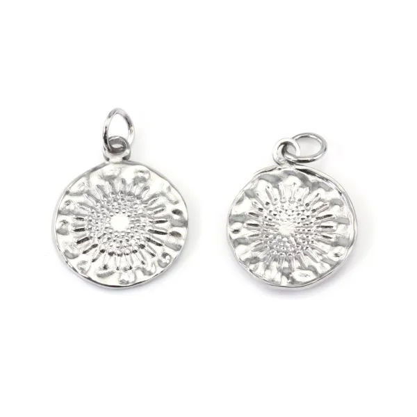 Pendentif médaillon soleil 14x17mm - Acier Inox 304 x 1pc