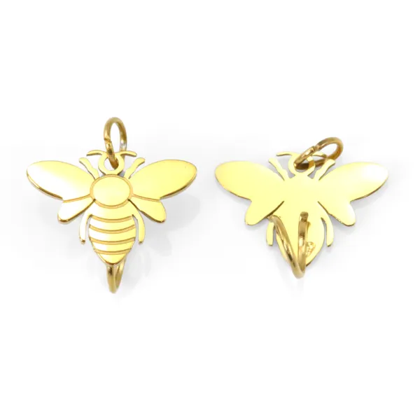 Breloque abeille 9x13mm - Acier Inox 304 doré x 1pc