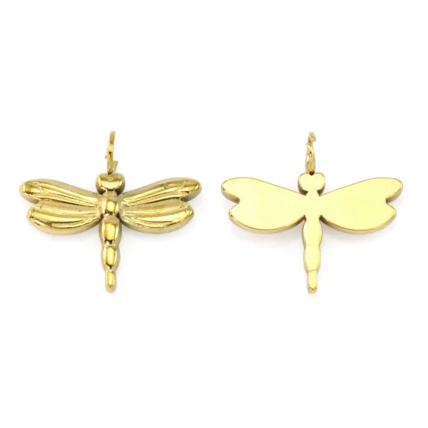 Pendant Golden Stainless Steel Dragonfly | Fantasy Creation | Jewelry Supplier