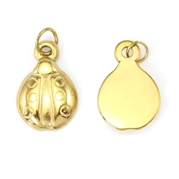 Breloque Fantaisie Joaninha | Aço Inox Dourado | Fornecedor de Joias