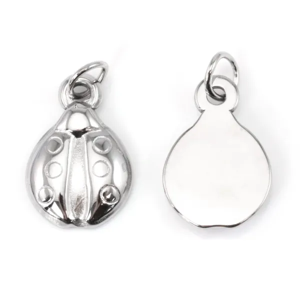 Breloque Pendentif coccinelle 10x15mm - Acier Inox 304 x 1pc