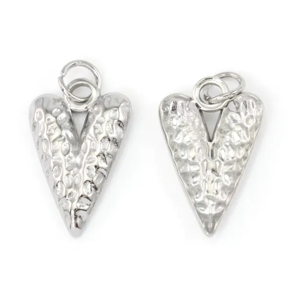 Pendant Stainless Steel 304 | Hammered Textured Heart | Jewelry Supplier