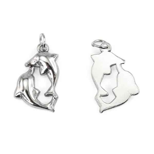 Pendente Duo Golfinho 12x18mm | Aço Inox 304