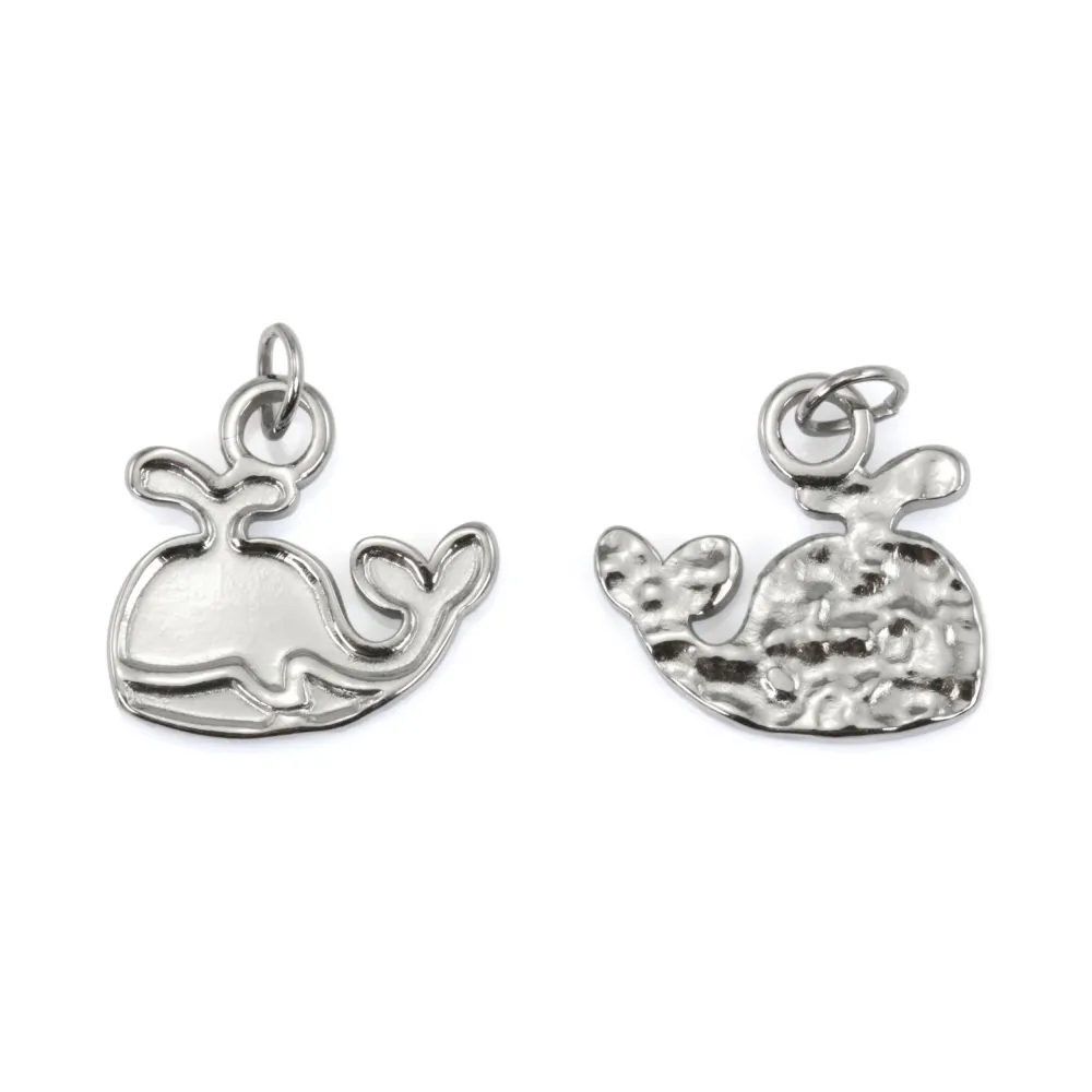 Pendentif baleine 12x12mm - Acier Inox 304 x 1pc