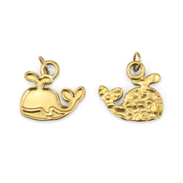 Pendentif baleine 12x12mm - Acier Inox 304 doré x 1pc