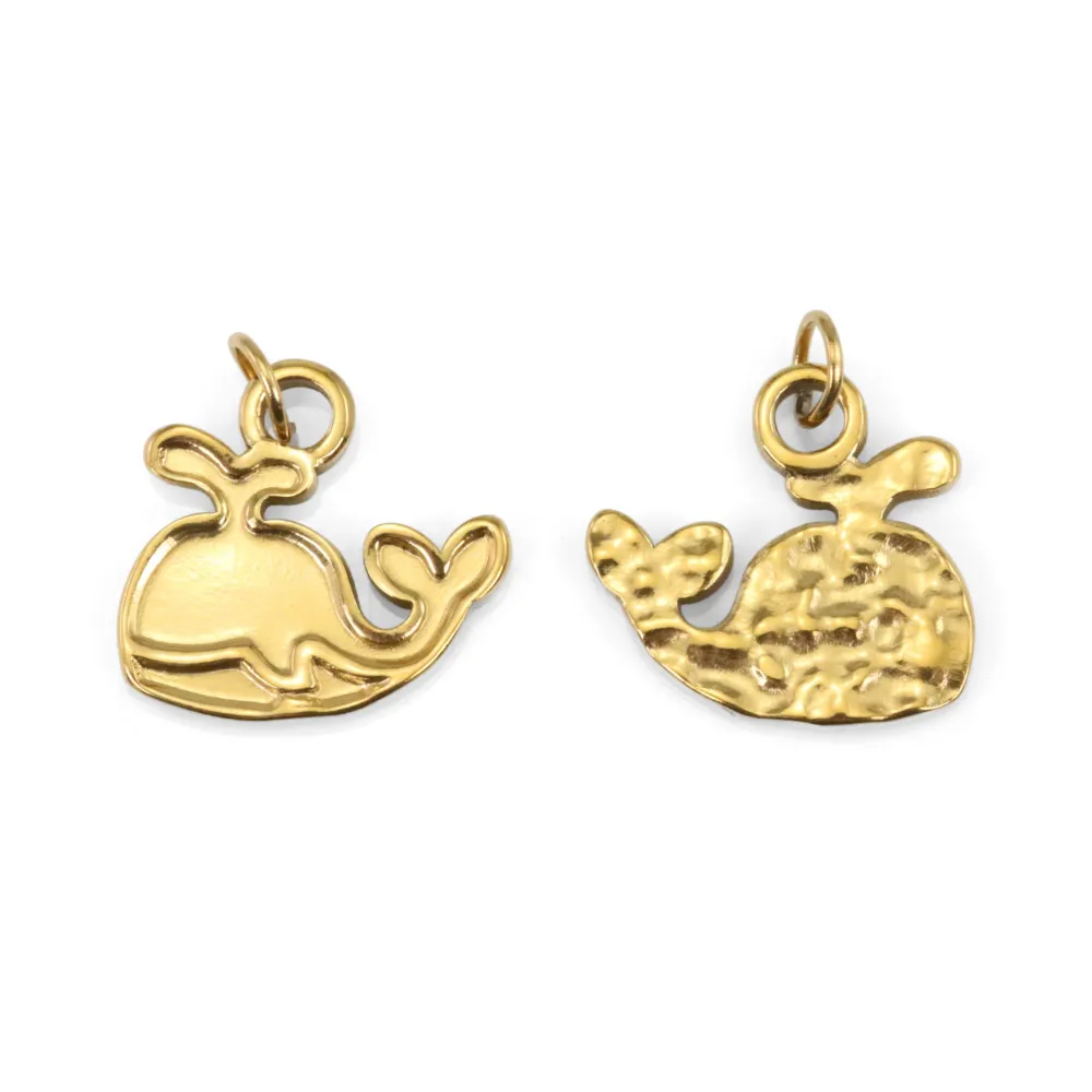 Pendentif baleine 12x12mm - Acier Inox 304 doré x 1pc