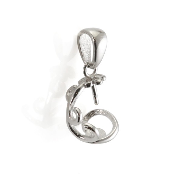 Bélière ondulada de 18 mm para perla de 8 mm | Creación de joyas en plata de ley 925 rodinada