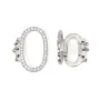 Clasp Snap Oval 3 Rows | Rhodium-Plated Silver & Zirconium