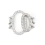 Clasp Snap Oval 3 Rows | Rhodium-Plated Silver & Zirconium