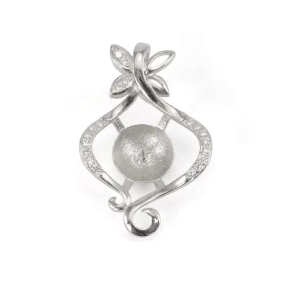 Bail Gota Folhas Prata 925 | Para Pérola Semi-Perfurada