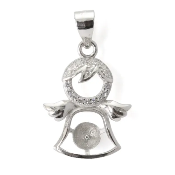 Bail ángel para semi perforada 14x24mm - Óxido de zirconio y Plata 925 rodiada x 1pc