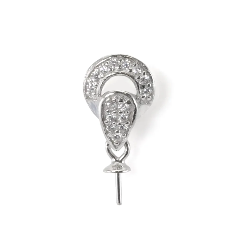 Bail Gota Invertida Prata 925 | Para Pérola Semi-Perfurada