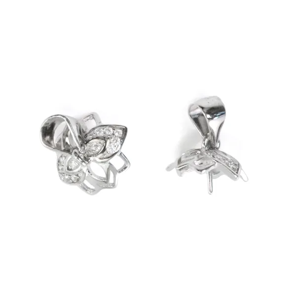 Lotus Bail Sterling Silver 925 | For Half-Drilled Pearl