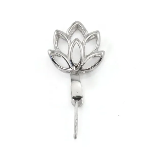 Attache pendentif lotus 12x18mm - Argent 925 rhodié x 1pc