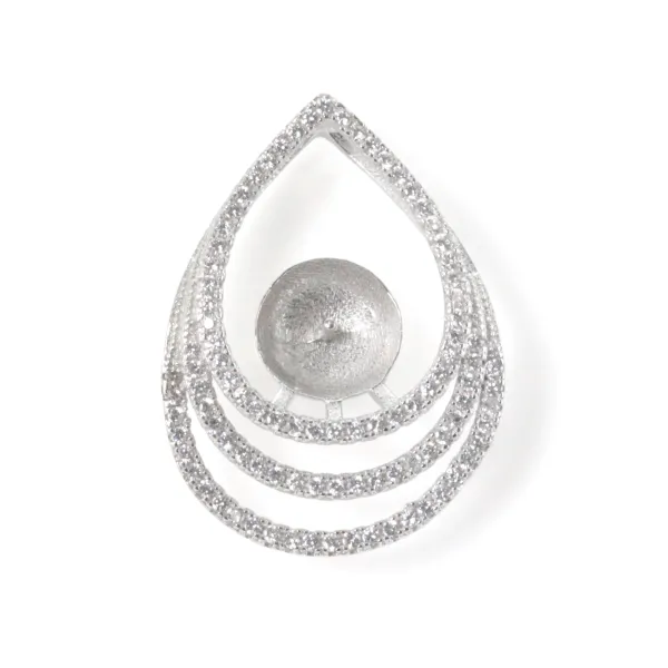 Bail Triple Gota Plata 925 | Para Perla Semi-Perforada