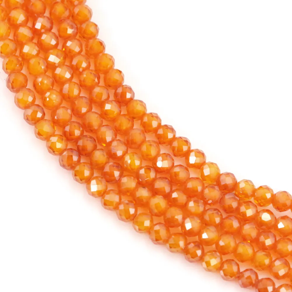 Oxyde de zirconium orange rond facetté 2mm x 38cm