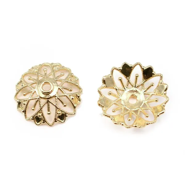 Golden flower bead cap on brass 20mm