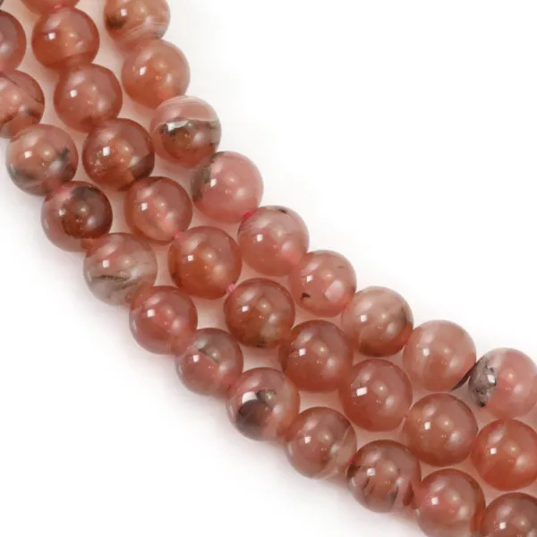 Rhodochrosite round bead strand 5-6mm x 40cm - Rhodochrosite