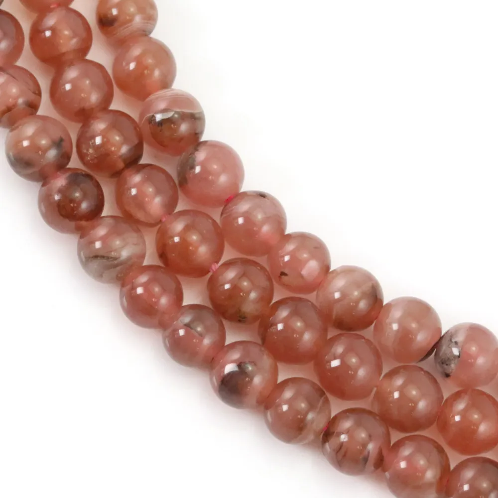 Rhodochrosit rund auf Draht 5-6mm x 40cm - Rhodochrosit