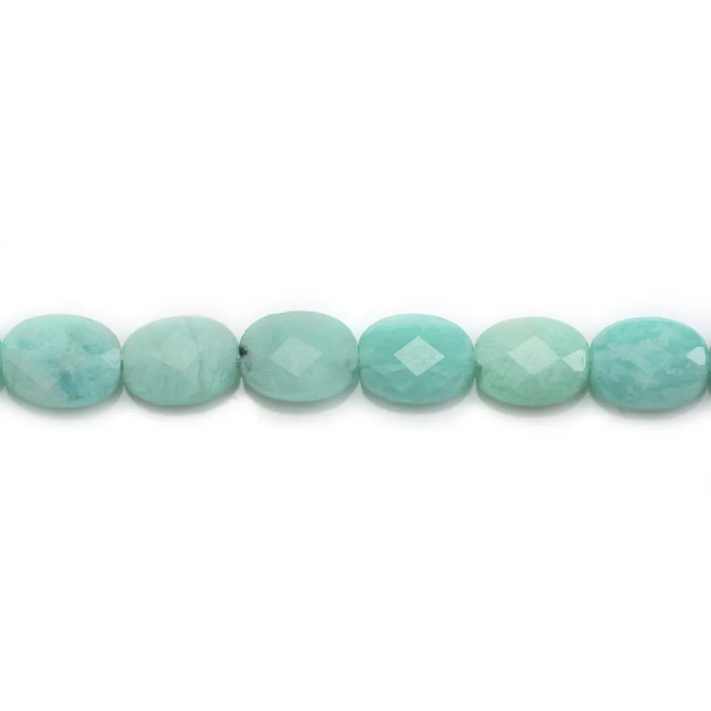 Faceted oval beads Amazonite from Peru - 6x8mm
