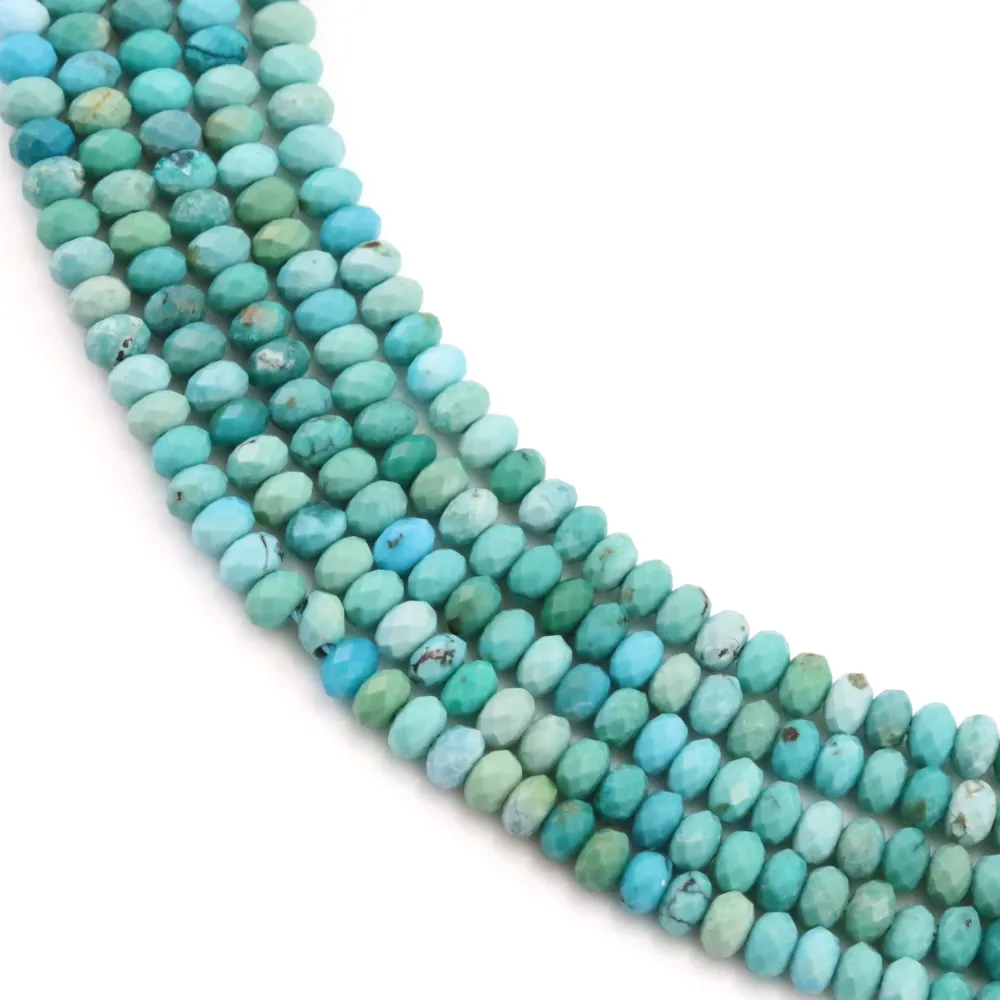 Faceted Rondelle Turquoise Bead 2x3mm | Natural Stone