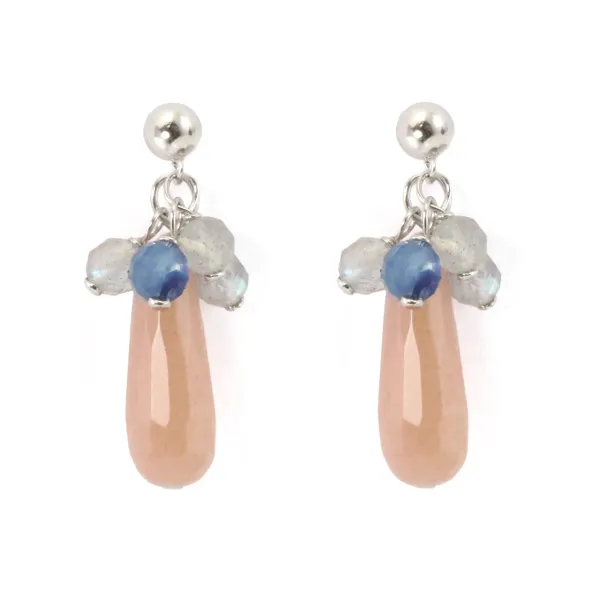 Orecchini in argento 925 rodiato e pietre naturali x 2 pezzi