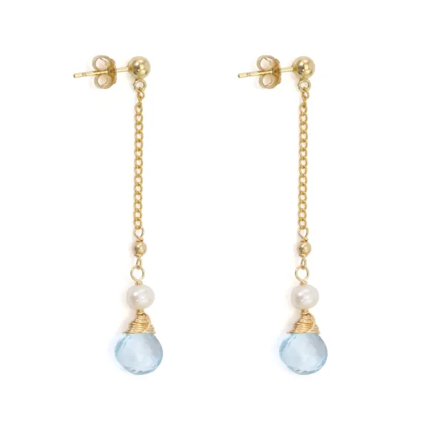 Boucles d’oreilles gold filled topaze & perle d'eau douce x 2pcs