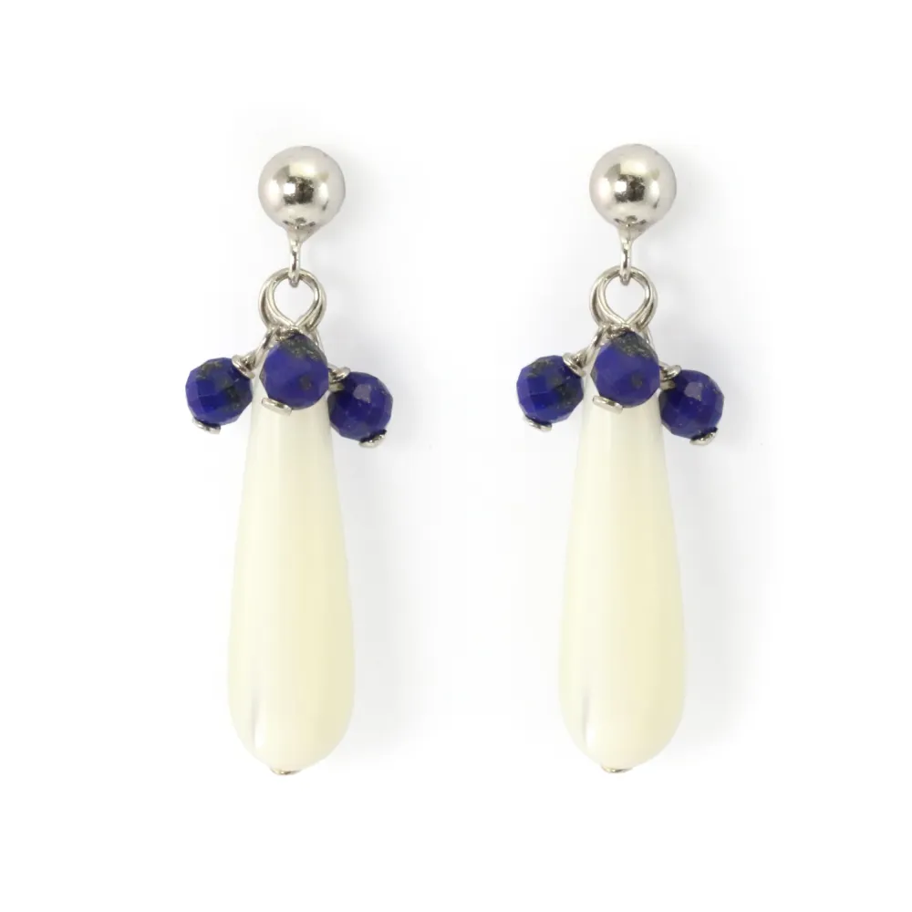 Pendientes de plata de ley 925 y madreperla x 2pcs, regalo para ofrecer