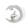 Bail duo coração para semi perfurada 23x27mm - Óxido de zircônio & Prata 925 rodiada x 1pc