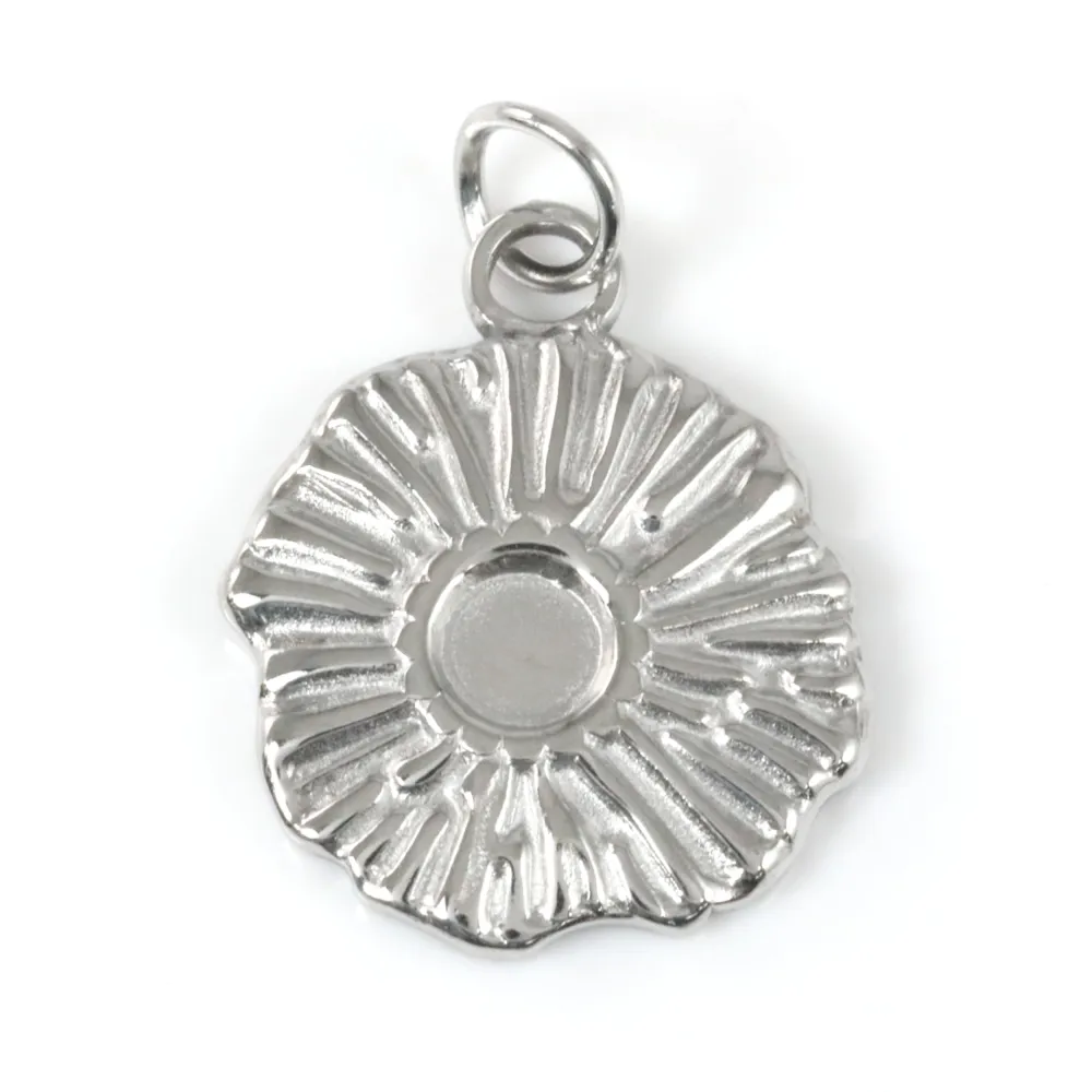 Pendente Sol Aço 304 | Suporte Cabochão Criação de Jóias