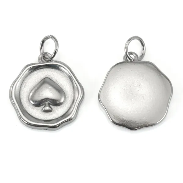 Pendentif médaillon trèfle 14x15mm - Acier Inox 304 x 1pc