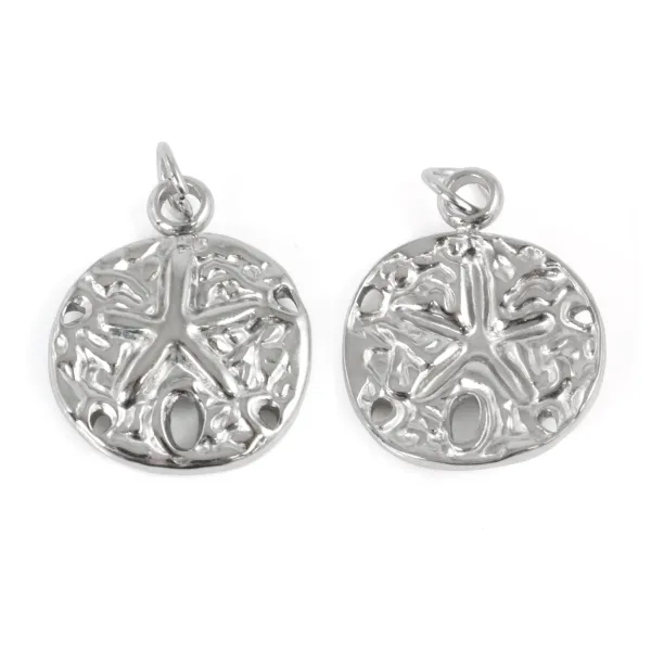 Pendentif rond oursin 15x18mm - Acier Inox 304 x 1pc